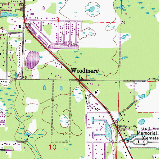 Topographic Map of Woodmere, FL