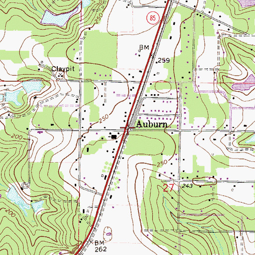 Topographic Map of Auburn, FL