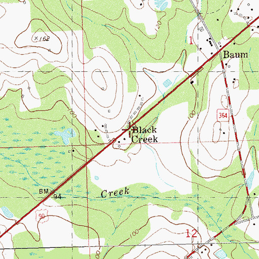 Topographic Map of Black Creek, FL