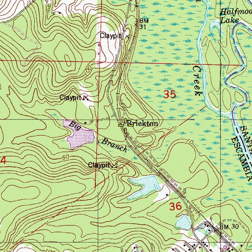 Topographic Map of Brickton, FL