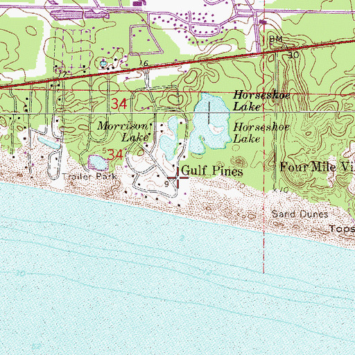 Topographic Map of Gulf Pines, FL