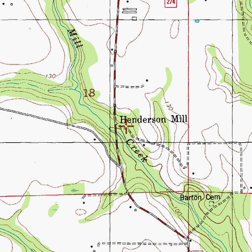 Topographic Map of Henderson Mill, FL