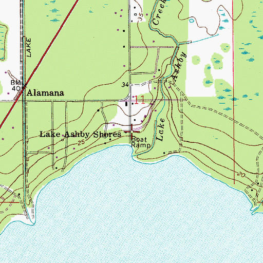 Topographic Map of Lake Ashby Shores, FL