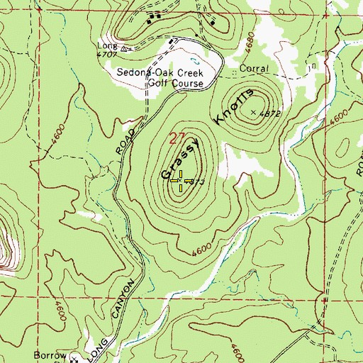 Topographic Map of Grassy Knolls, AZ