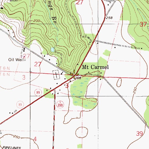 Topographic Map of Mount Carmel, FL