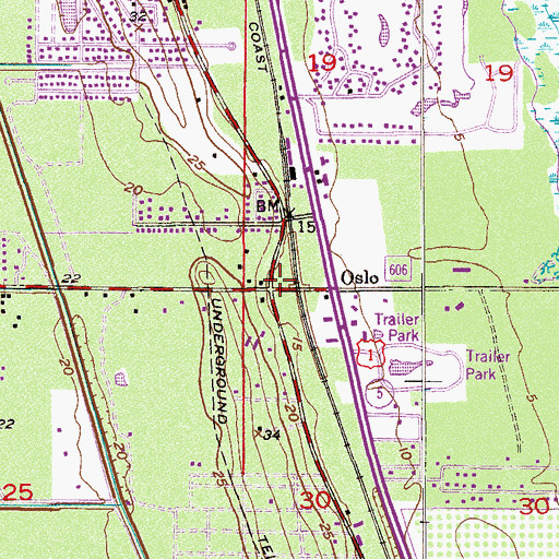 Topographic Map of Oslo, FL