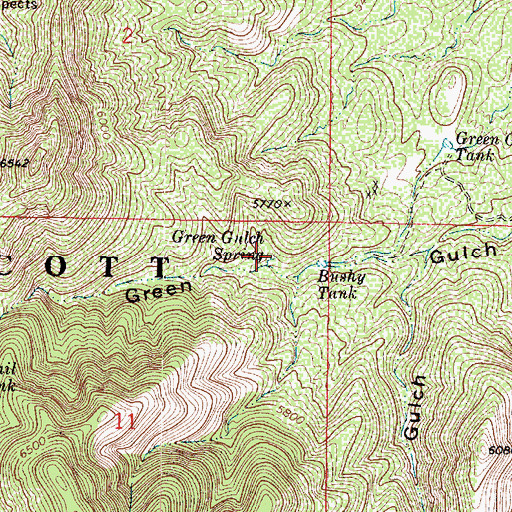 Topographic Map of Green Gulch Spring, AZ
