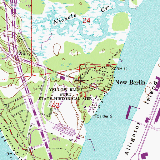 Topographic Map of Yellow Bluff Fort, FL