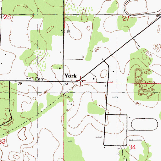 Topographic Map of York, FL