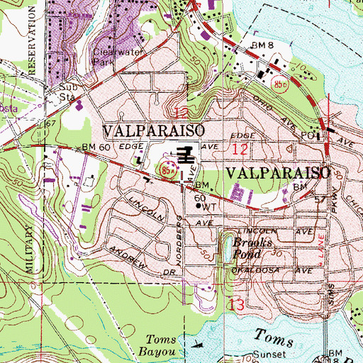 Topographic Map of Village Center, FL