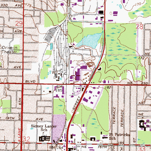 Topographic Map of Northside Shopping Center, FL