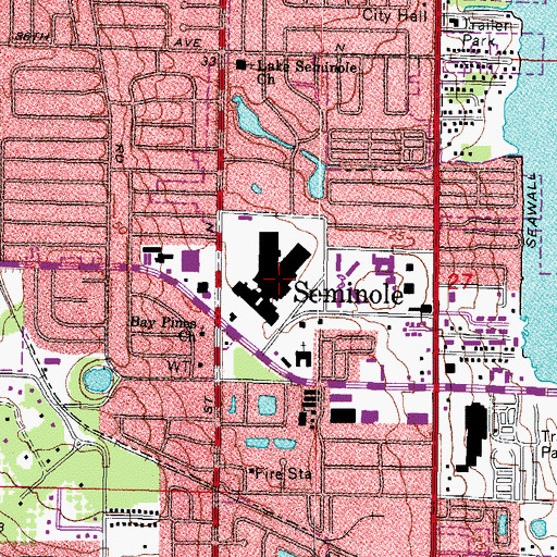 Topographic Map of Seminole Mall, FL