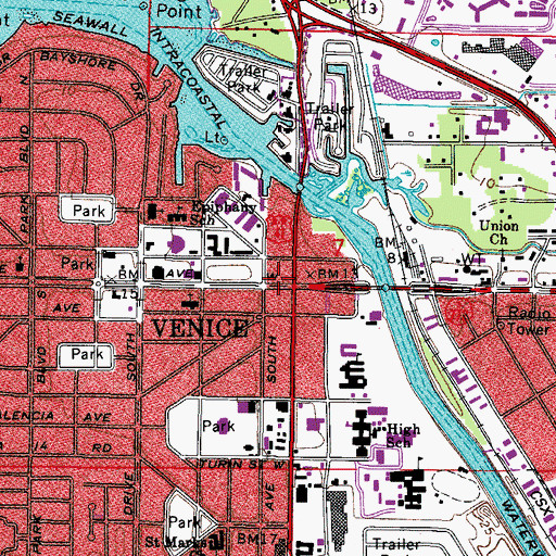 Topographic Map of Bay Plaza at Bird Bay Village, FL