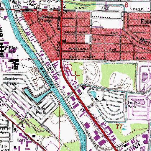 Topographic Map of Brickyard Plaza, FL