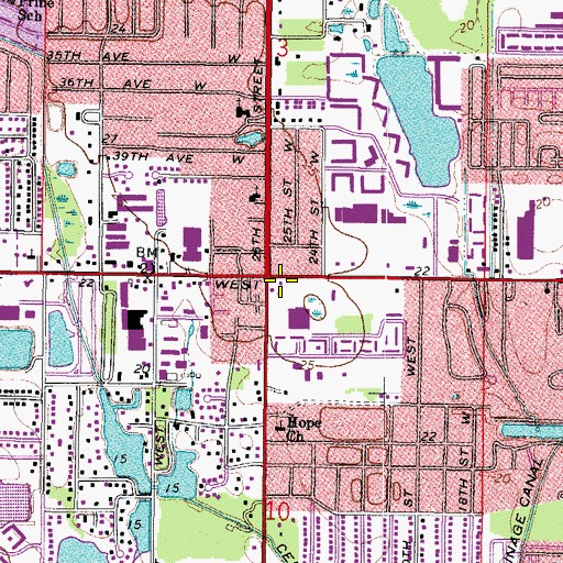 Topographic Map of College Plaza, FL