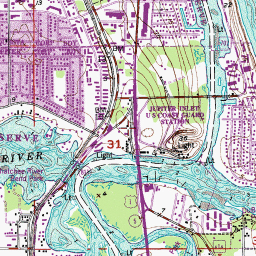 Topographic Map of Tequesta Plaza, FL