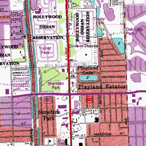 Topographic Map of Sheridan Mall, FL
