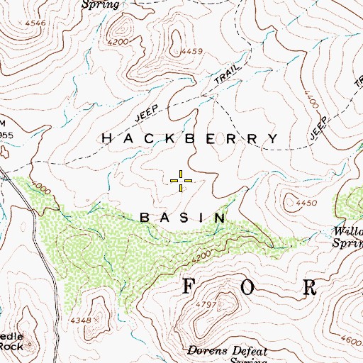 Topographic Map of Hackberry Basin, AZ