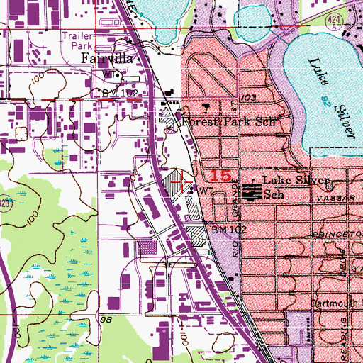 Topographic Map of Orange Blossom Center, FL