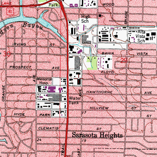 Topographic Map of Bee Ridge Square, FL