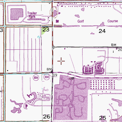 Topographic Map of Boynton Trail Centre, FL