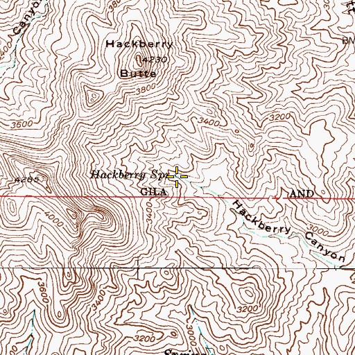 Topographic Map of Hackberry Spring, AZ