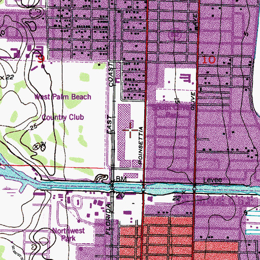 Topographic Map of Palm Coast Plaza, FL
