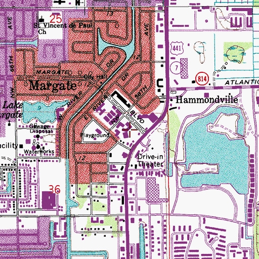 Topographic Map of Margate Shopping Center, FL