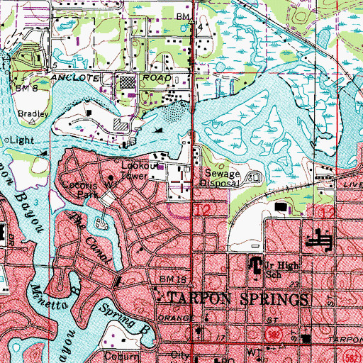 Topographic Map of Sponge Exchange Shopping Center, FL