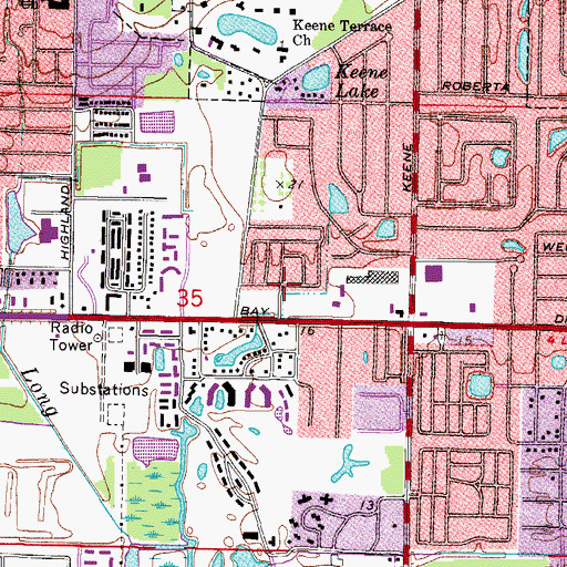 Topographic Map of Keene Plaza, FL