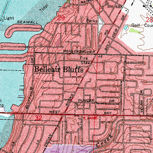 Topographic Map of Belleair Bluffs Plaza, FL