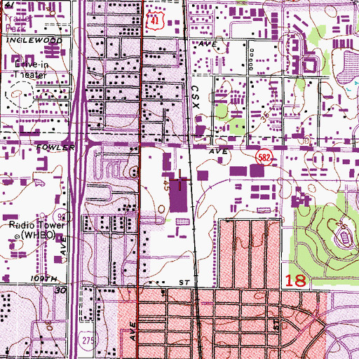 Topographic Map of Carolyn Lane Shopping Center, FL
