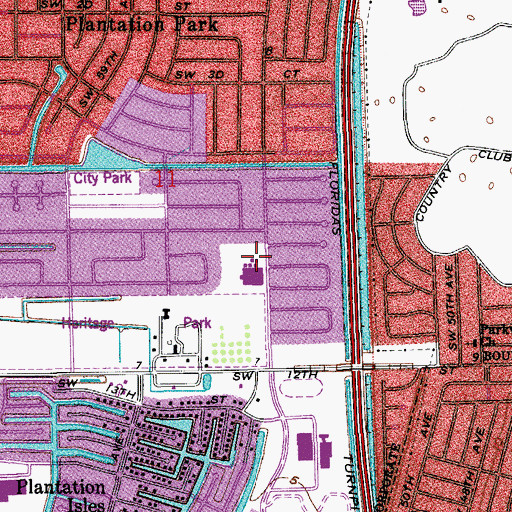 Topographic Map of Plantation Park Elementary School, FL