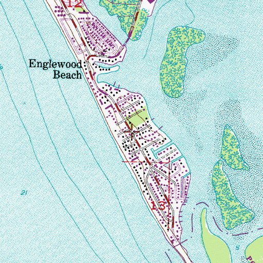 Topographic Map of Englewood Beach, FL