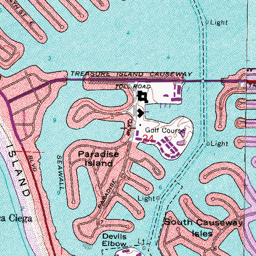 Topographic Map of Paradise Island, FL
