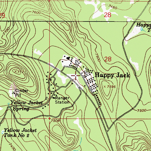Topographic Map of Happy Jack, AZ