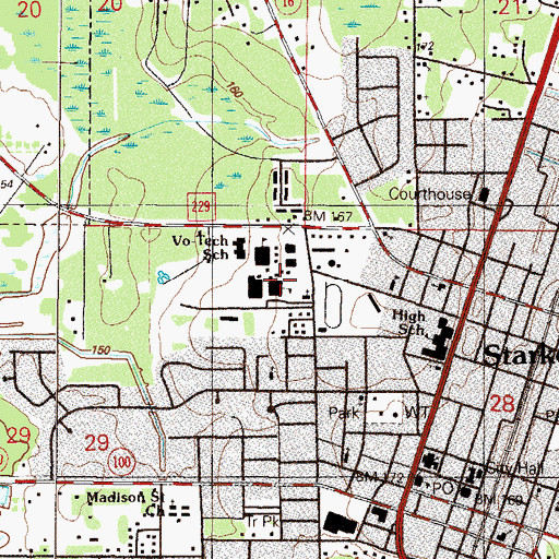 Topographic Map of Bradford Middle School, FL