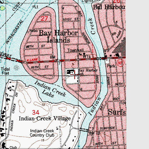 Topographic Map of Ruth K Broad - Bay Harbor K - 8 Center, FL