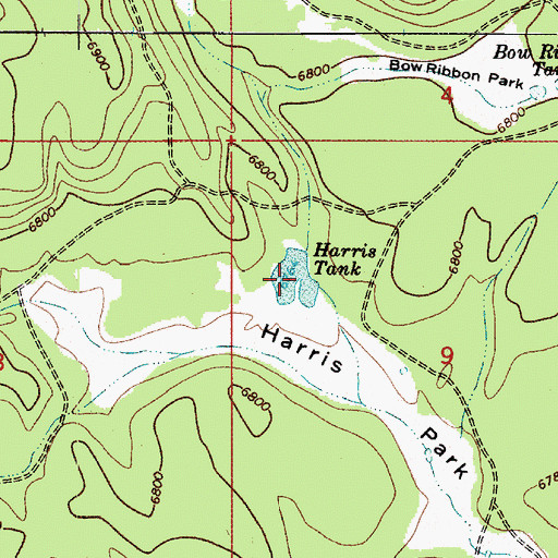 Topographic Map of Harris Tank, AZ