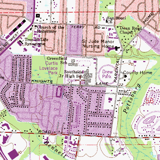 Topographic Map of Southside Skills Center, FL