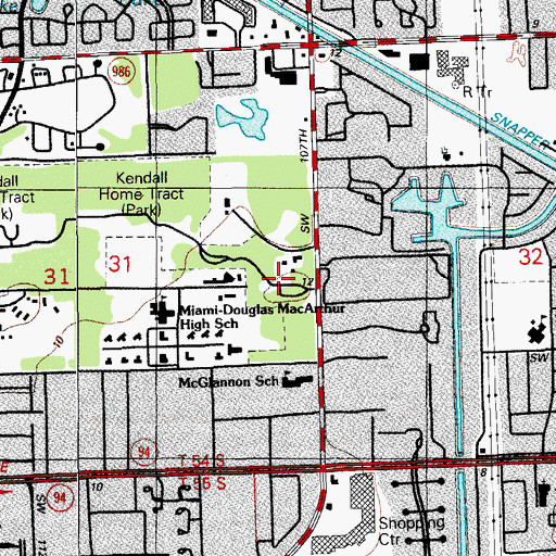 Topographic Map of Miami-Douglas MacArthur High School, FL