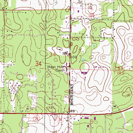 Topographic Map of Forest Meadows Cemetery, FL
