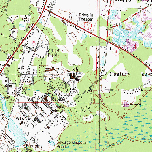 Topographic Map of Century Senior High School, FL
