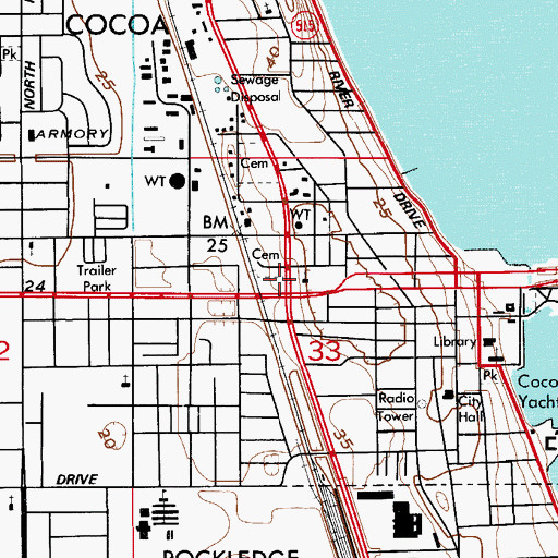 Topographic Map of Florida Memorial Cemetery, FL