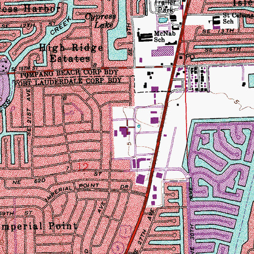Topographic Map of Broward Health Imperial Point, FL