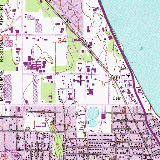 Topographic Map of Holmes Regional Medical Center, FL