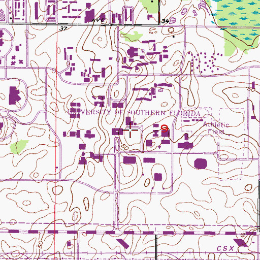 Topographic Map of University of South Florida - University Library, FL