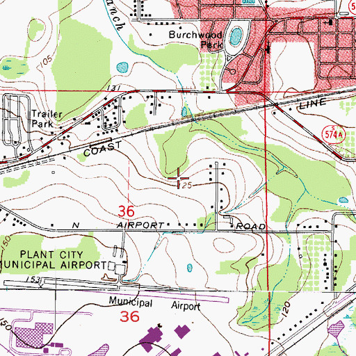Topographic Map of Memorial Park Cemetery, FL