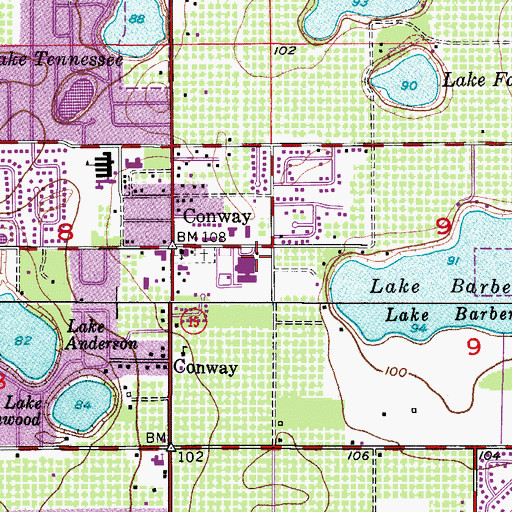 Topographic Map of Conway Junior High School, FL