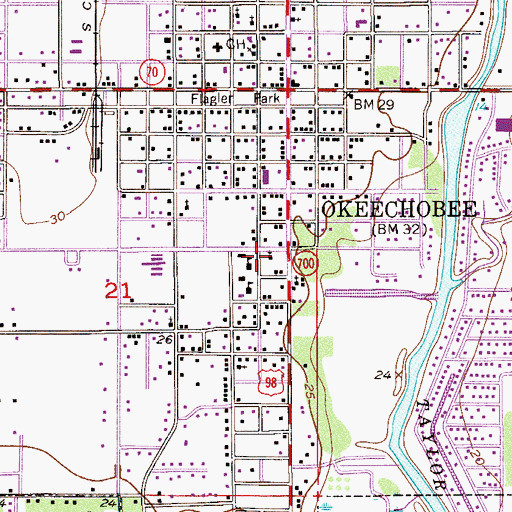 Topographic Map of Okeechobee Freshman Campus, FL
